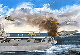 日嚣张绘画：辽宁舰被日舰击沉