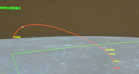 模擬顯示嫦娥三號動力下降高度曲線