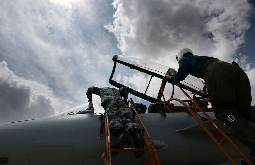 Aviation troops conduct air-to-air confrontation drill