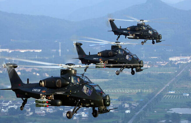 PLA Air Force conducts helicopter flight training