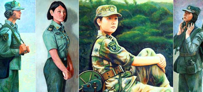 战士画笔下的通信女兵 清秀俊丽好模样 (组图：)
