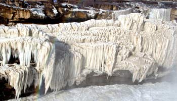 Stunning view of Yellow River Hukou ice cascade