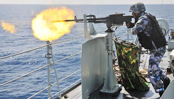 Chinese naval escort taskforce holds training