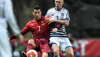 Portugal edges Denmark 1-0 in Euro 2016 qualifying match