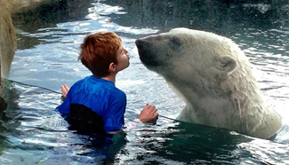 Startling moment between children and polar bear