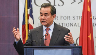 Chinese FM Wang Yi speaks at Washington think tank