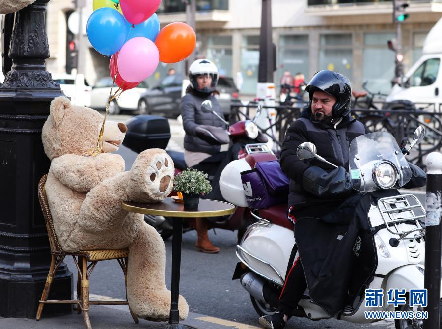 法国巴黎：餐馆关门 大熊捧场