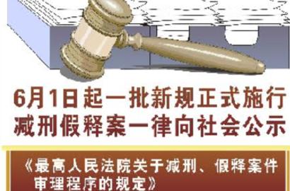 6月1日一批新规施行:减刑假释案向社会公示
