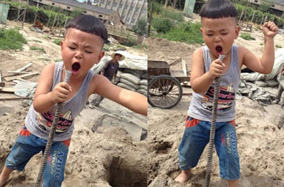 4歲萌娃工地忘情歌唱走紅 網友封其&ldquo;工地歌霸&rdquo;