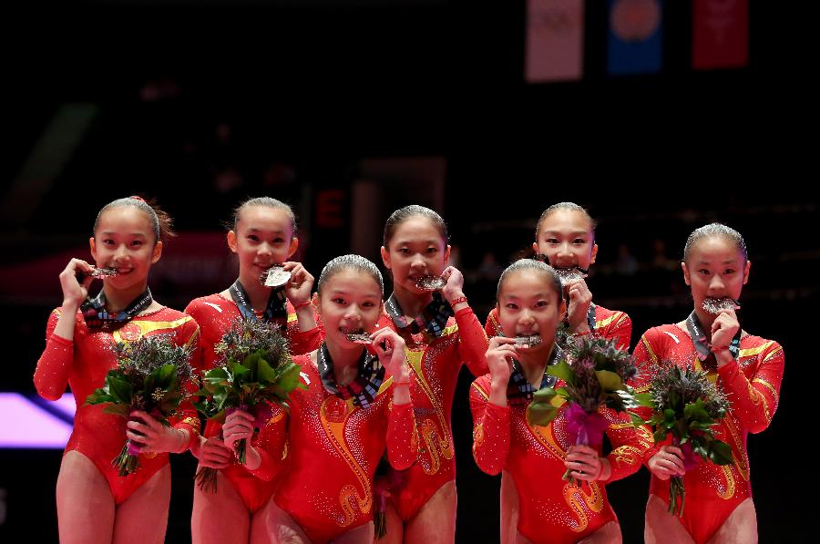中国女队获得体操世锦赛团体亚军