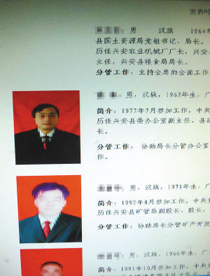 网站上公示的相片，面部进行了处理。南国早报记者 邓振福摄