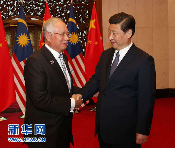 5月30日，国家主席习近平在北京钓鱼台国宾馆会见马来西亚总理纳吉布。 新华社记者刘卫兵摄