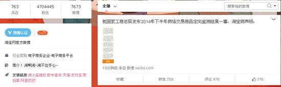 淘宝网发布声明 决定向国家工商总局正式投诉