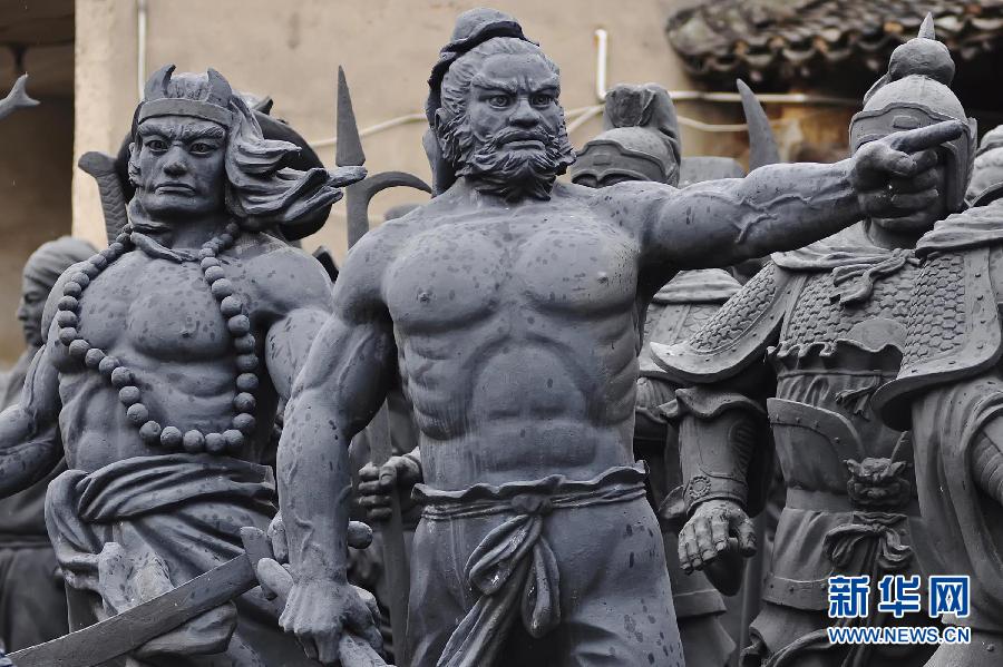 #（文化）（2）浙江奉化泥塑艺人打造大型&ldquo;水浒&rdquo;108将泥塑