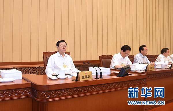 6月28日，十二届全国人大常委会第十五次会议在北京人民大会堂举行第二次全体会议。张德江委员长出席。 新华社记者 张铎 摄