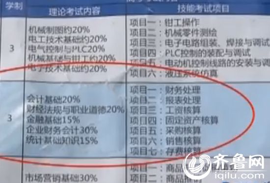 一位学生告诉记者，会计专业是270分，再学语数英，加上这门专业，就和普通高中一样。