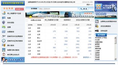 12306官网可查4日内余票 数据每半小时更新一次