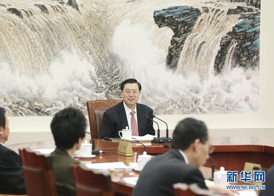 2月15日，十二屆全國人大常委會第六十一次委員長會議在北京人民大會堂召開。張德江委員長主持會議。 新華社記者 丁林 攝