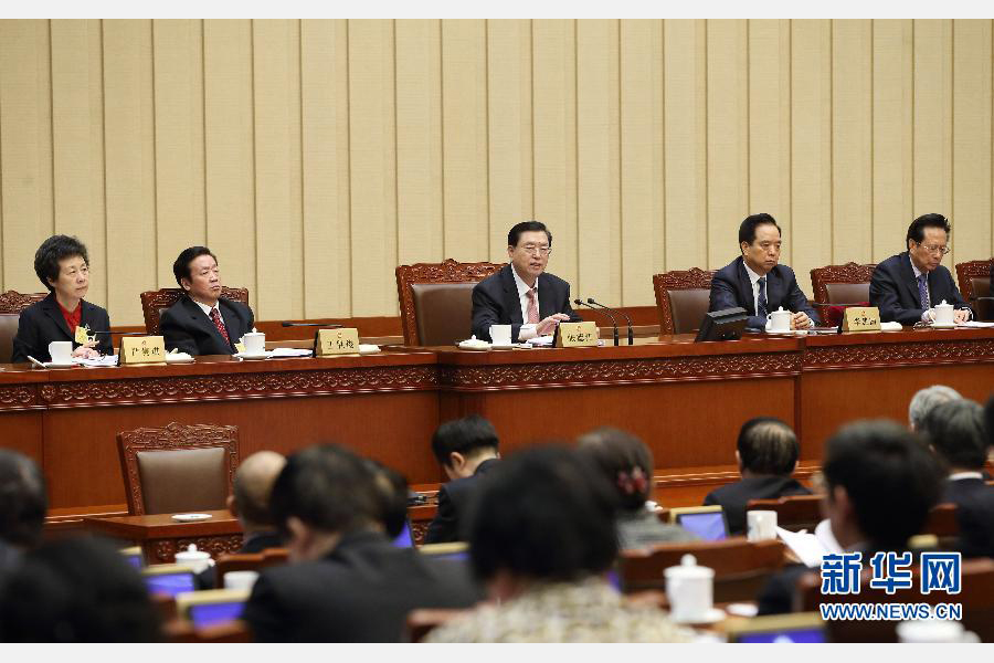 2月26日，全國人大常委會委員長張德江主持十二屆全國人大常委會第十九次會議閉幕會。 新華社記者 姚大偉 攝 