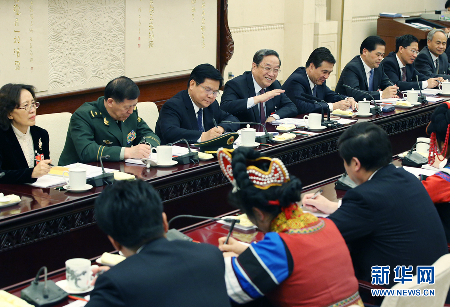 俞正声王岐山张高丽分别参加全国人大会议一些