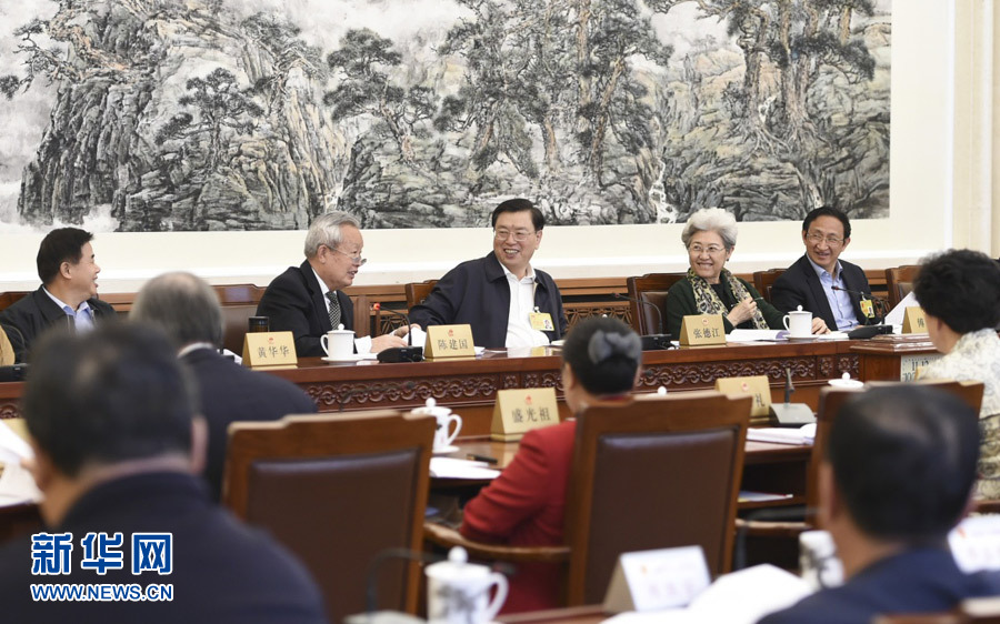 4月25日，十二屆全國人大常委會第二十次會議舉行分組會議，張德江委員長參加審議。 新華社記者謝環馳攝