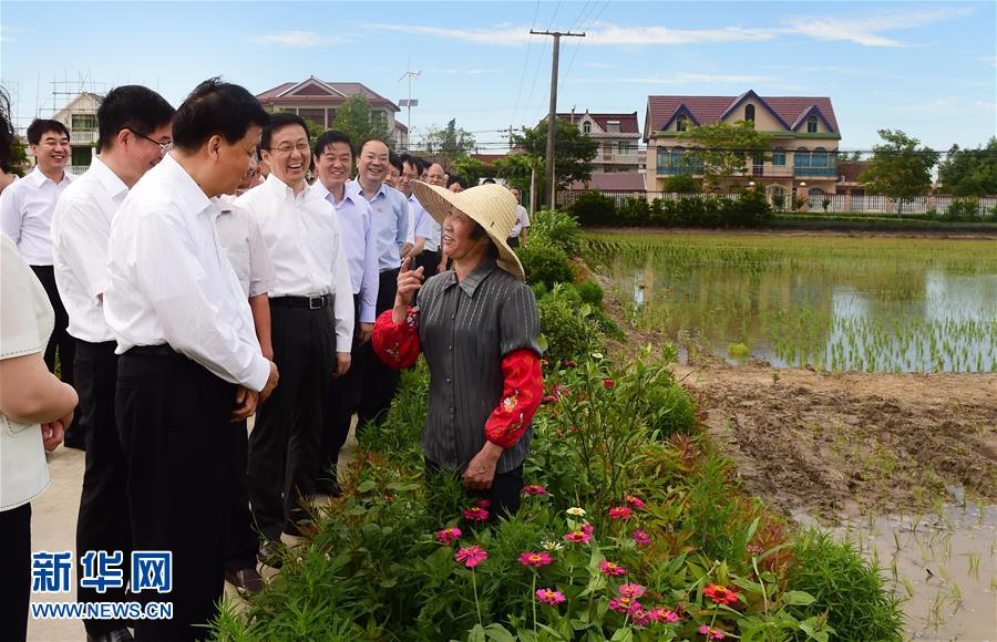 这是6月20日,刘云山在上海崇明县竖新镇仙桥村与正在插秧的村民交流。新华社记者 张铎 摄 这是6月20日,刘云山在上海崇明县竖新镇仙桥村与正在插秧的村民交流。新华社记者 张铎 摄
