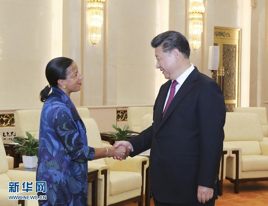 7月25日，国家主席习近平在北京人民大会堂会见美国总统国家安全事务助理赖斯。 新华社记者 丁林 摄