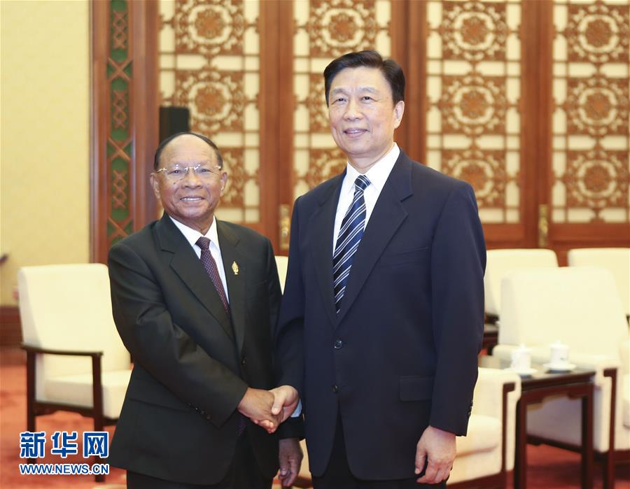 （XHDW）李源潮会见柬埔寨国会主席韩桑林