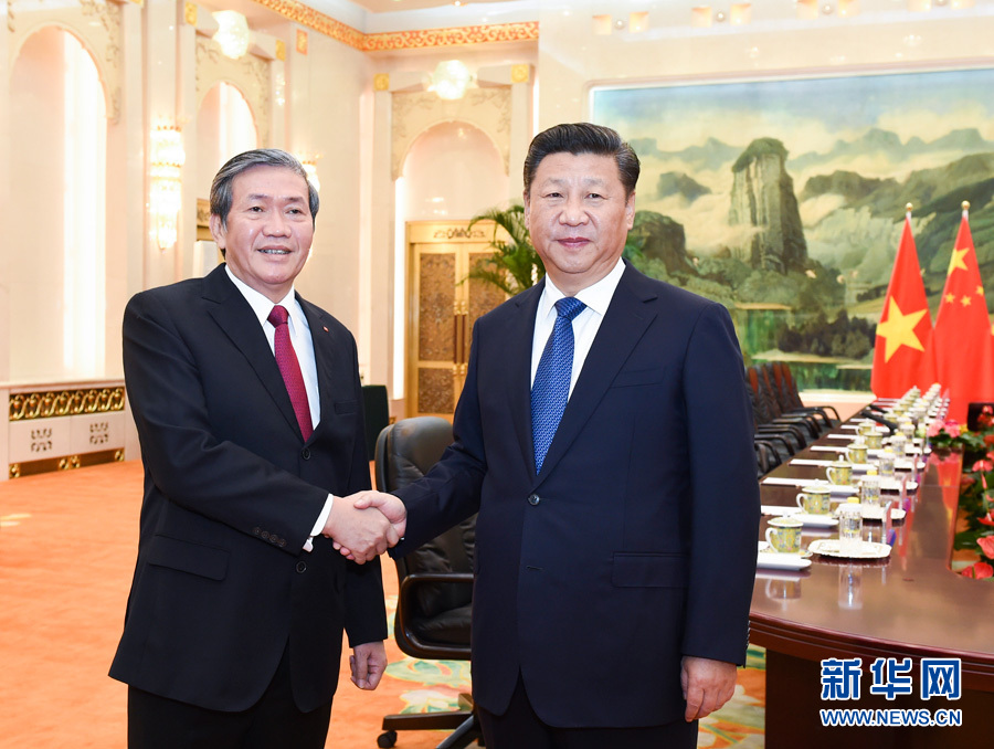 10月20日，中共中央總書記、國家主席習近平在北京人民大會堂會見越共中央政治局委員、中央書記處常務書記丁世兄。 新華社記者 李學仁 攝