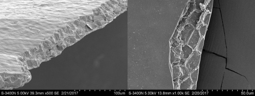 塑料袋样品断面的扫描电镜结果。来源:北京市食药监局供图。