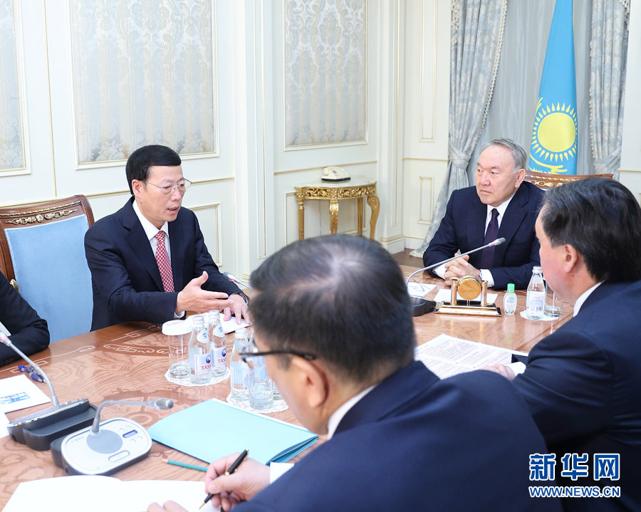 4月18日，国务院副总理张高丽在阿斯塔纳会见哈萨克斯坦总统纳扎尔巴耶夫。新华社记者王晔摄