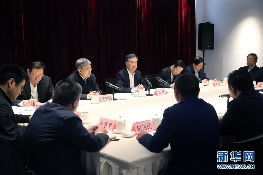 4月28日，国务院副总理汪洋在北京出席农业信贷担保工作座谈会。新华社记者 姚大伟 摄