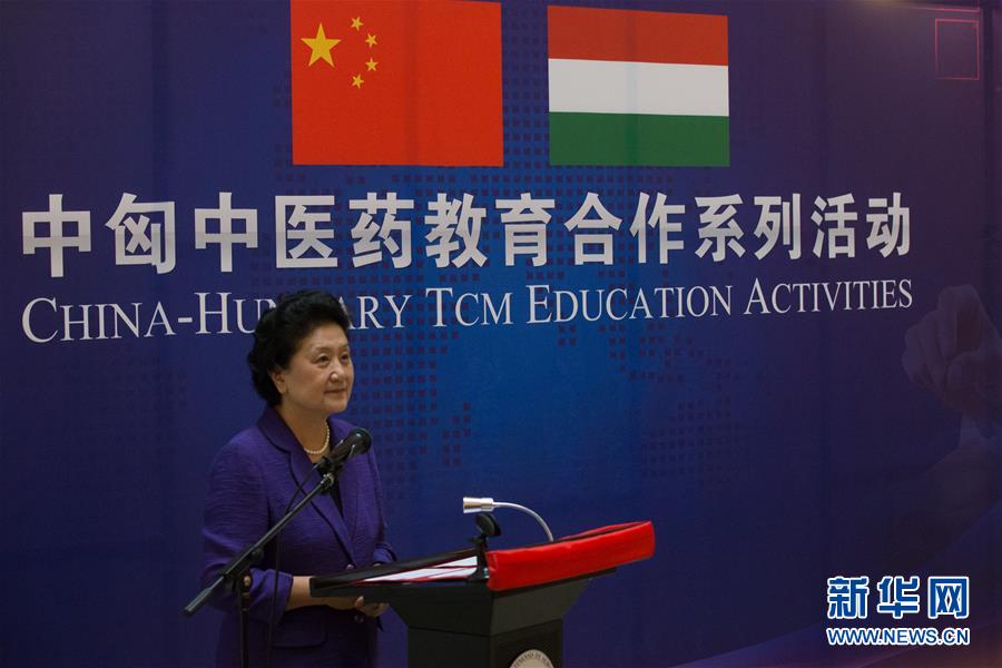 6月18日，在匈牙利布达佩斯，中国国务院副总理刘延东出席中匈中医药教育合作系列活动时讲话。中国国务院副总理刘延东18日在布达佩斯考察匈牙利塞梅尔维斯医科大学并出席中匈中医药教育合作系列活动。 新华社发（弗尔季&middot;奥蒂洛摄）