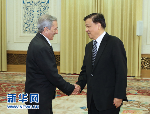 6月21日，中共中央政治局常委、中央书记处书记刘云山在北京会见古共中央书记处书记、国际关系部部长巴拉格尔率领的古巴共产党代表团。新华社记者马占成摄