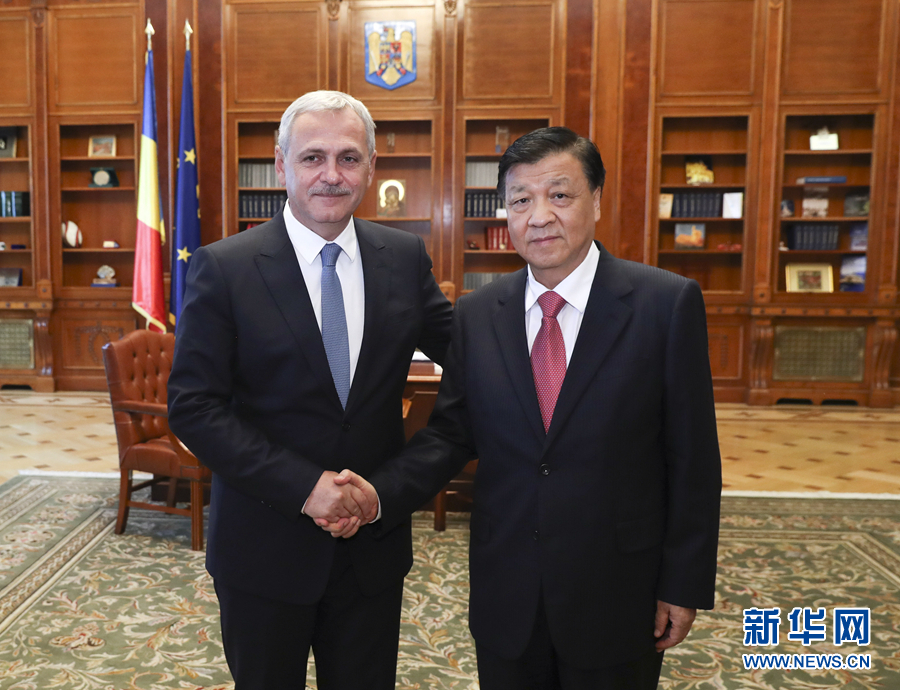 7月12日至15日，应罗马尼亚社会民主党主席、众议长德拉格内亚邀请，中共中央政治局常委、中央书记处书记刘云山对罗马尼亚进行正式友好访问。这是7月14日，刘云山在布加勒斯特会见德拉格内亚。 新华社记者 庞兴雷 摄