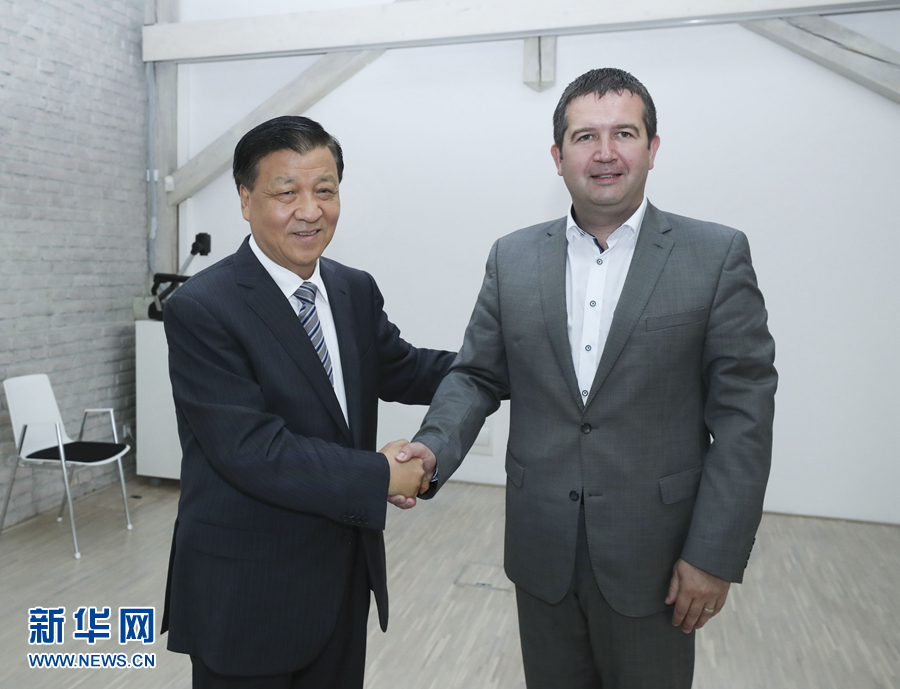 7月16日至19日，应捷克社会民主党副主席、众议长哈马切克邀请，中共中央政治局常委、中央书记处书记刘云山对捷克进行正式友好访问。这是7月17日，刘云山在博莱斯拉夫市会见捷克众议长哈马切克。新华社记者 庞兴雷 摄