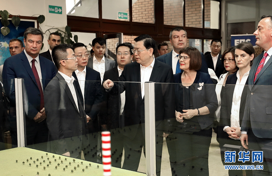 7月16日至19日，应塞尔维亚国民议会议长戈伊科维奇邀请，全国人大常委会委员长张德江对塞尔维亚进行正式友好访问。这是7月17日，张德江考察中塞企业合作项目科斯托拉茨电站。新华社记者 鞠鹏 摄