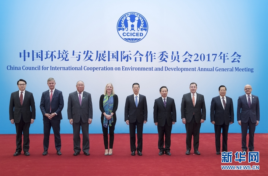 12月11日，国务院副总理、中国环境与发展国际合作委员会主席张高丽在北京出席国合会2017年年会并讲话。 新华社记者 王晔 摄