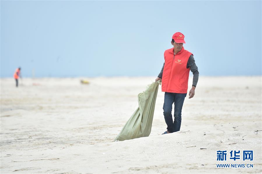 （环境）（2）福建晋江：海滩义工 清理垃圾