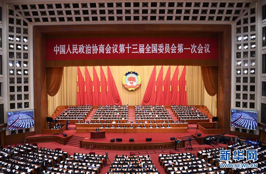 （两会）（7）全国政协十三届一次会议举行第二次全体会议