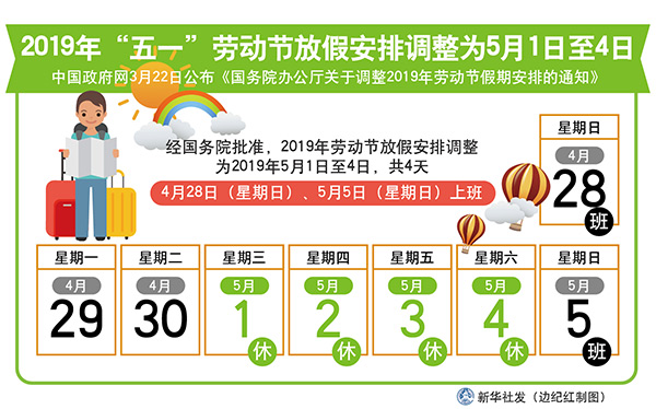 19年 五一 劳动节放假安排调整为5月1日至4日 新华网