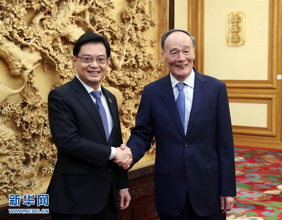 (时政)王岐山会见新加坡副总理兼财政部长王瑞杰