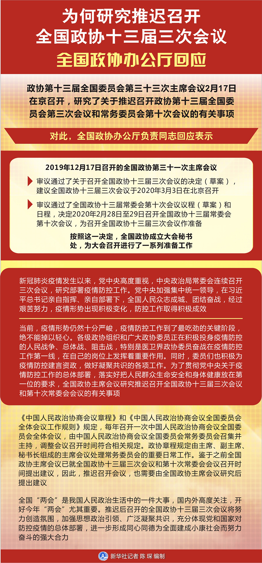 为何研究推迟召开全国政协十三届三次会议全国政协办公厅回应 新华网