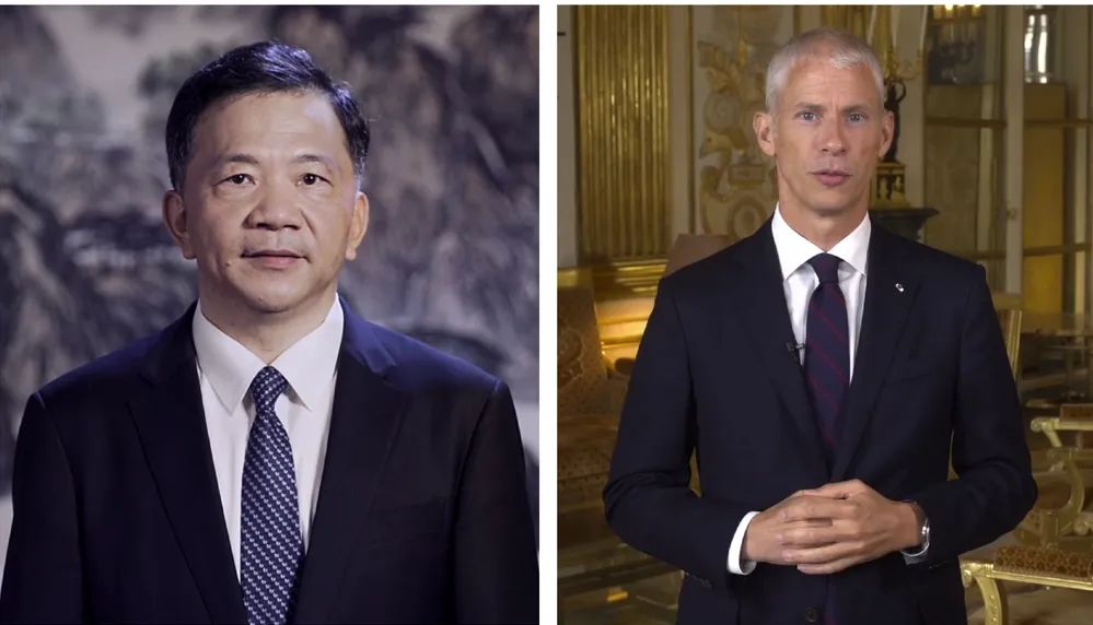 中宣部副部长，中央广播电视总台台长、  总编辑慎海雄与法国文化部部长弗兰克·里斯特  共同宣布项目启动