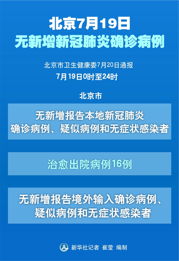 北京7月19日无新增新冠肺炎确诊病例 新华网