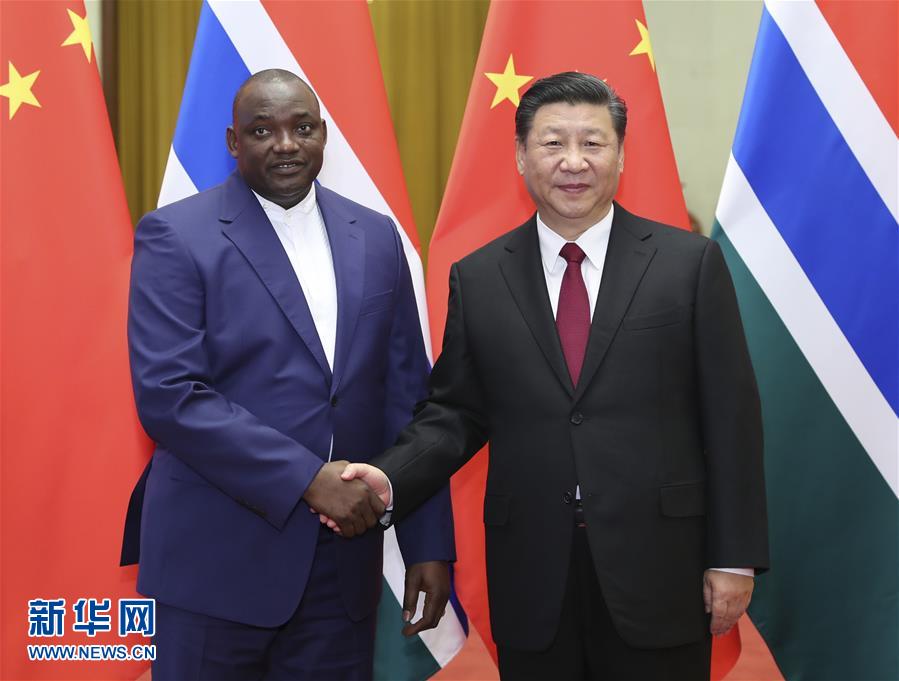 (时政)(1)习近平同冈比亚总统巴罗举行会谈