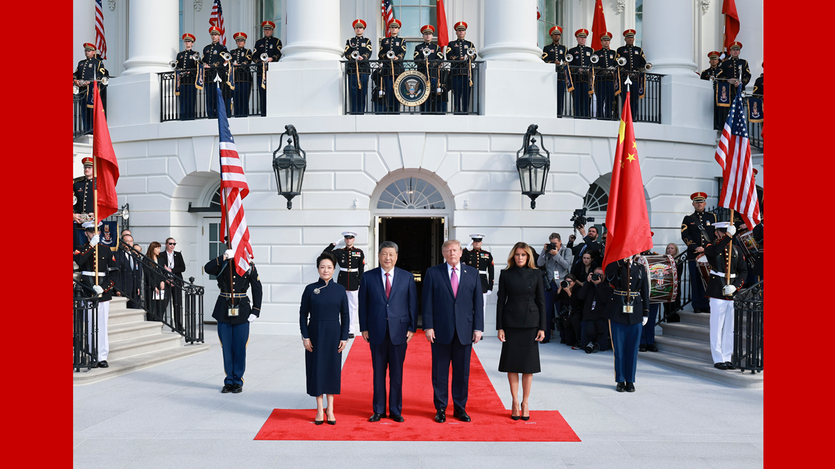 习近平出席美国总统特朗普在白宫举行的欢迎仪式