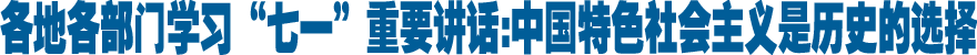 各地各部门学习胡锦涛总书记“七一”重要讲话：中国特色社会主义是历史的选择