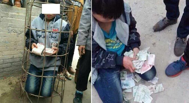 广西10岁男孩偷钱遭困猪笼浸水塘