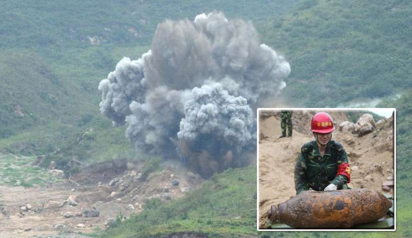 北京清理200余枚抗战遗留炮弹 运抵河北销毁